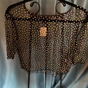 Trendy crop top with rhinestones